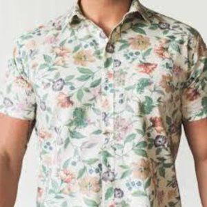 Blade and Blue Men's Floral short sleeve button down short